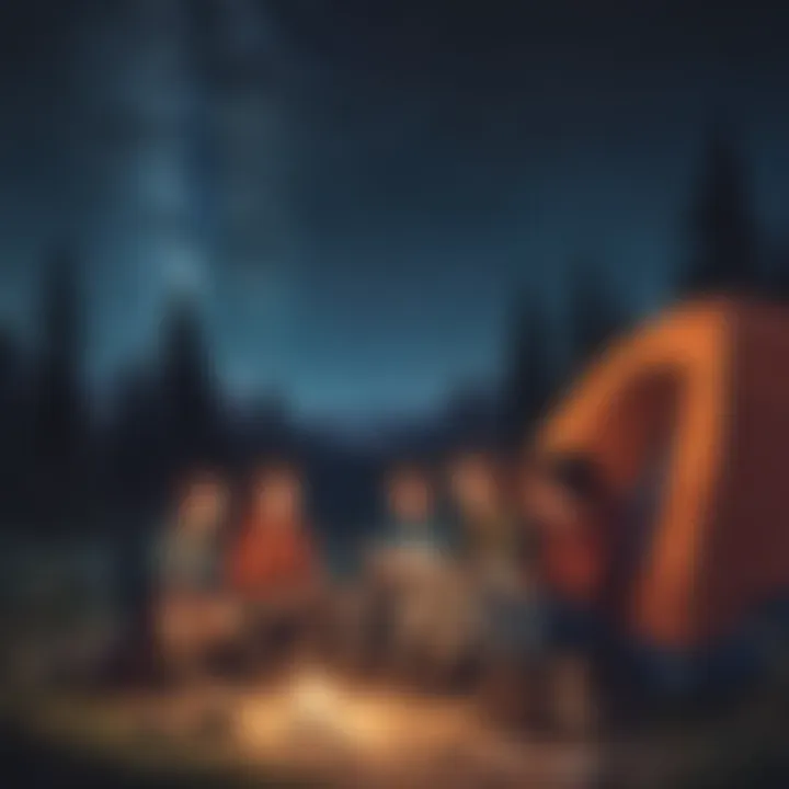 A group of kids observing stars at night