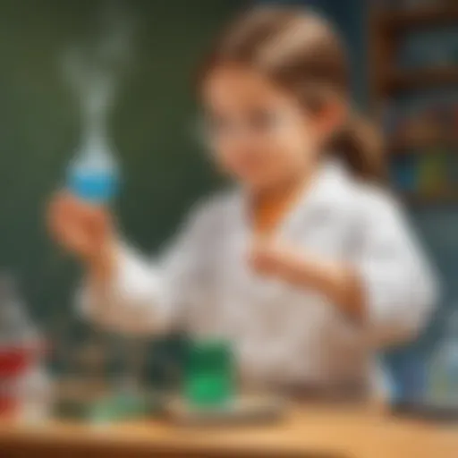 Illustration of a young child conducting a scientific experiment