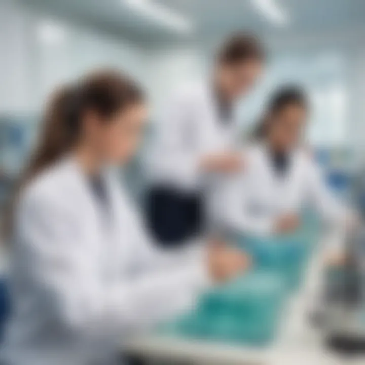 Students conducting a water quality test in a laboratory