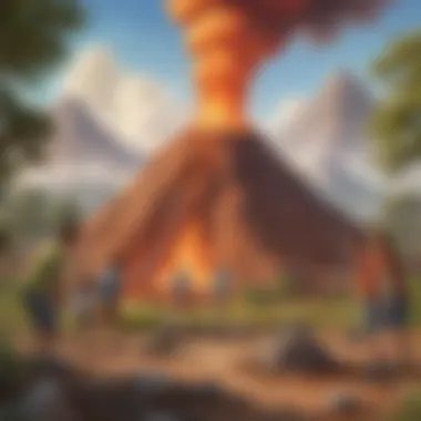 Kids experimenting with a homemade volcano