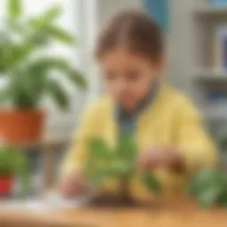 Preschooler exploring plant parts