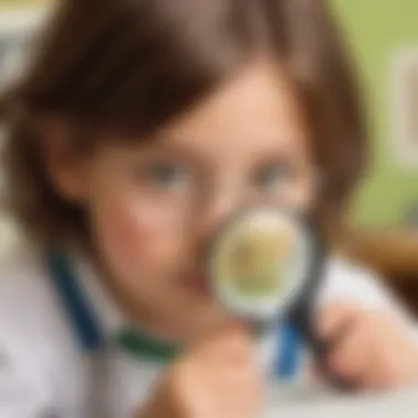 Kid exploring the wonders of a magnifying glass