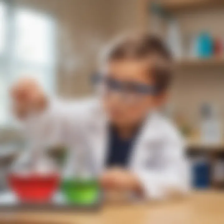 Preschooler observing a chemical reaction