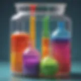 Colorful chemical reactions in a clear container