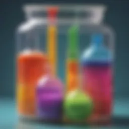 Colorful chemical reactions in a clear container