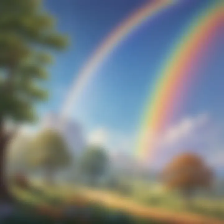 Rainbow created through a prism with sunlight