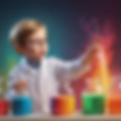 Young child conducting a colorful chemical reaction experiment