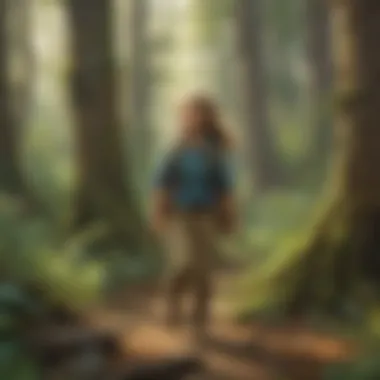 Young girl exploring a forest