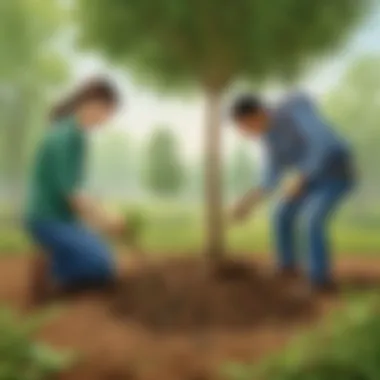 Environmental Activists Planting Trees on Earth Day