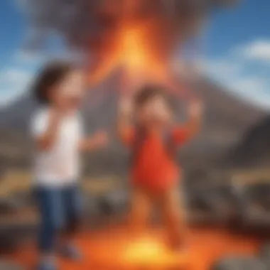 Excited preschooler experiencing volcano experiment