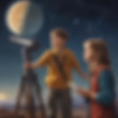 Telescope Observation Children observing a telescope while discussing planets