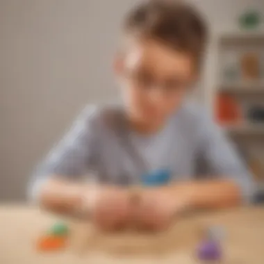 Interactive Learning Experience Young science enthusiast engaging with kinetic sand stress ball