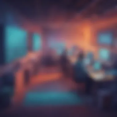 Virtual Coding Lab Experience Illustration of a virtual coding lab with interactive elements and educational tools