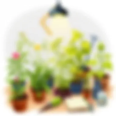 Botany Demonstration with Plants An educational setup with various plants, demonstrating the principles of botany.