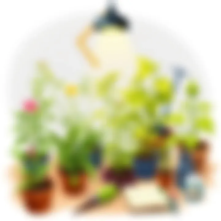 Botany Demonstration with Plants An educational setup with various plants, demonstrating the principles of botany.