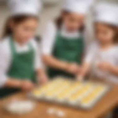 Children engaged in the boiled egg molding activity