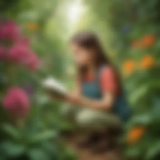 Botanical Bliss - Young girl exploring different plant species in a botanical garden