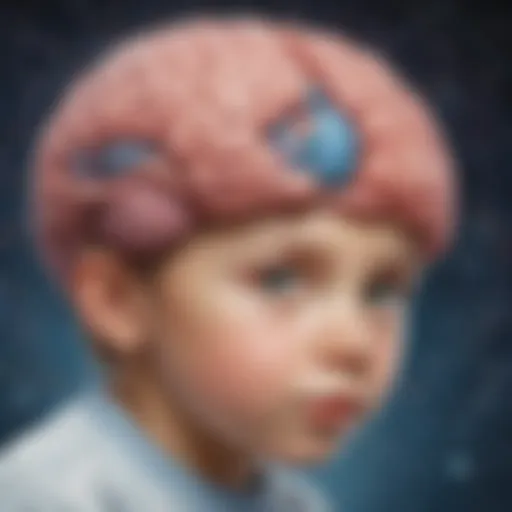 Illustration of a child exploring the brain