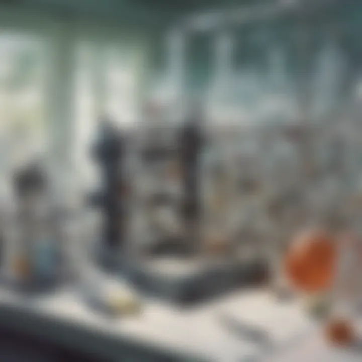 Visual of biological research with lab equipment and specimens
