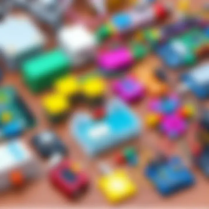 Colorful circuit toy kit spread across a table