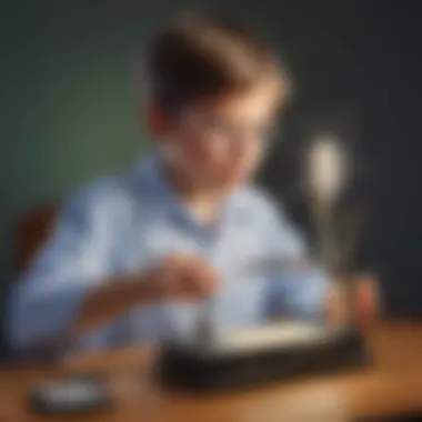 Child conducting an electricity experiment