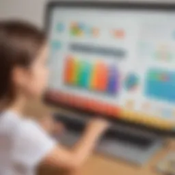 A colorful dashboard of a coding app showcasing interactive learning modules for children.