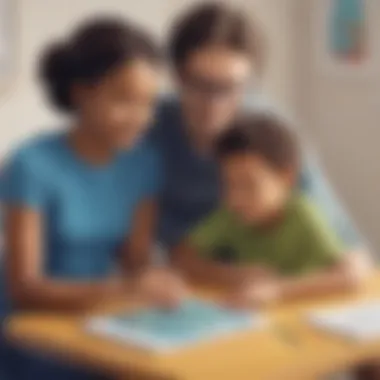 A parent and child collaborating on a coding project using a tablet, illustrating the app's cooperative features.