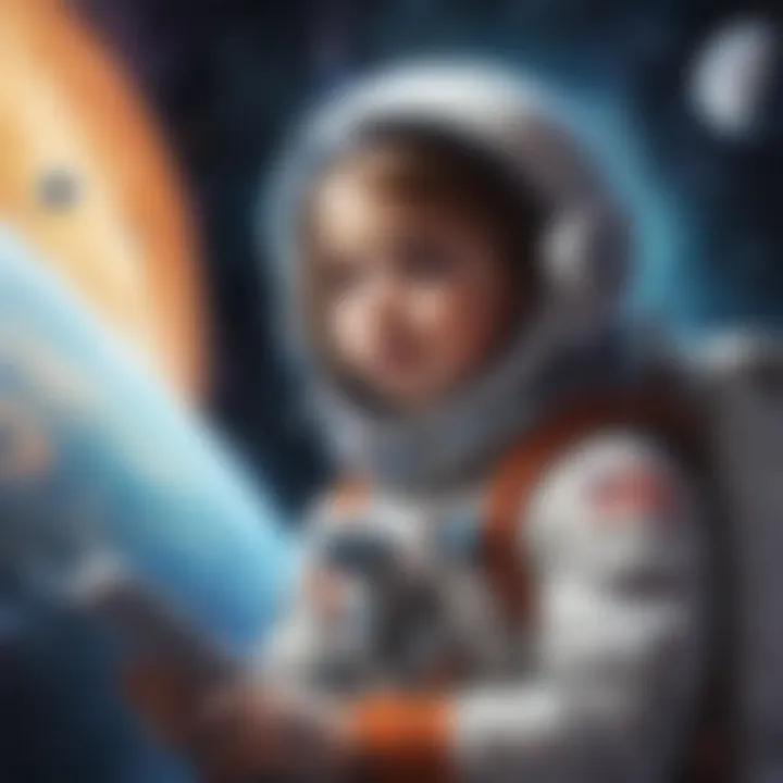 Imaginative space adventure with a young astronaut