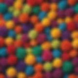 Vibrant puff balls in assorted sizes and colors
