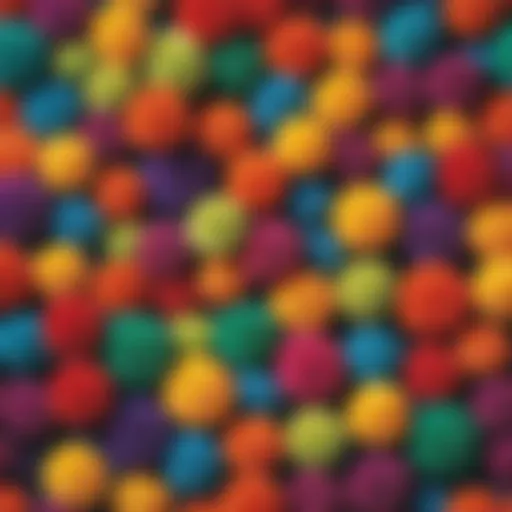 Vibrant puff balls in assorted sizes and colors