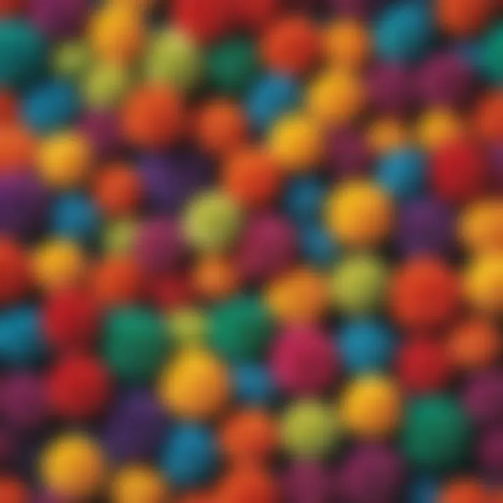Vibrant puff balls in assorted sizes and colors
