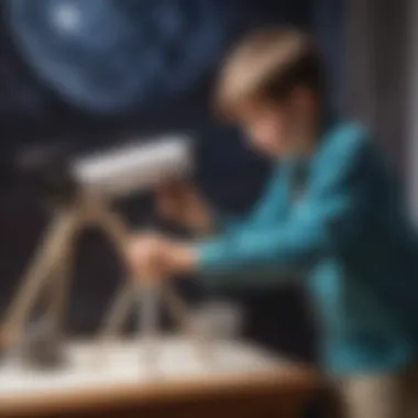 Kid exploring the wonders of space through a homemade telescope project