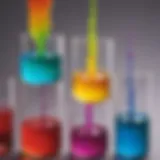 Colorful liquids demonstrating density differences