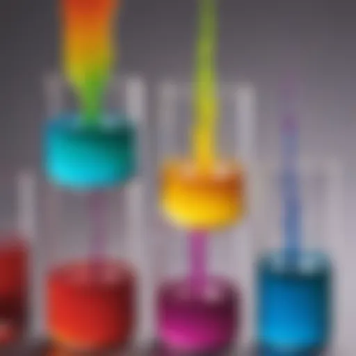 Colorful liquids demonstrating density differences