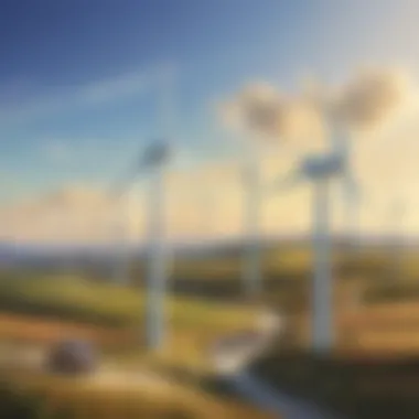 Illustration depicting the utilization of wind turbines for renewable energy generation