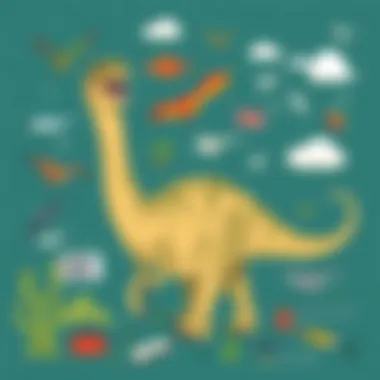 A thought-provoking illustration showing the cultural representation of dinosaurs in modern media.