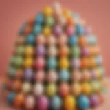 Colorful Easter eggs displayed in a creative arrangement