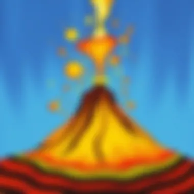 Colorful volcano eruption experiment demonstrating chemical reactions