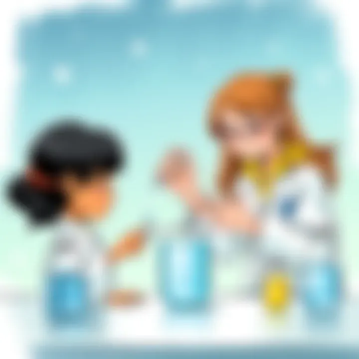 Young scientists conducting a simple water purification experiment.