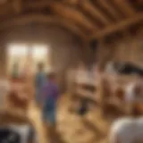 Curious preschoolers observing farm animals in a barn