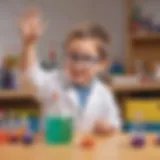 Preschooler conducting a colorful chemical reaction experiment