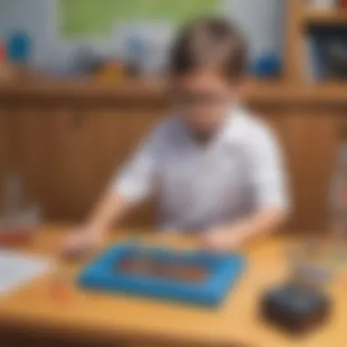 Young scientist investigating magnetism with magnetic objects experiment