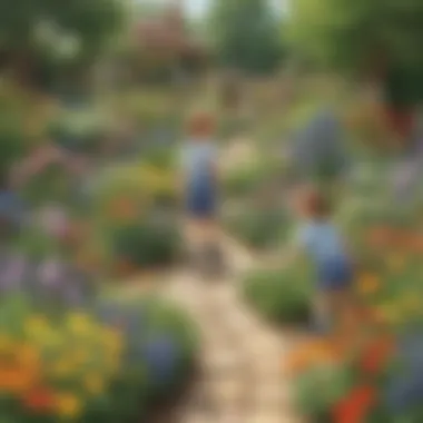 Garden Discovery Adventure Children exploring a garden filled with diverse flowers