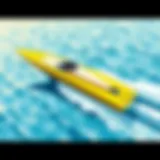 A sleek hydrofoil boat gliding over the water's surface