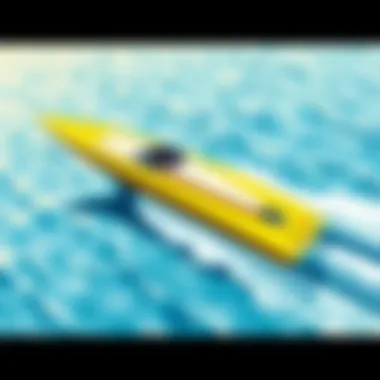 A sleek hydrofoil boat gliding over the water's surface