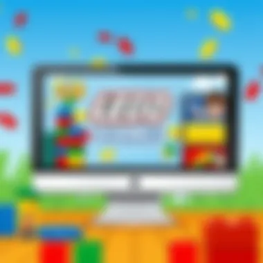 Lego-themed educational game interface displayed on a computer screen