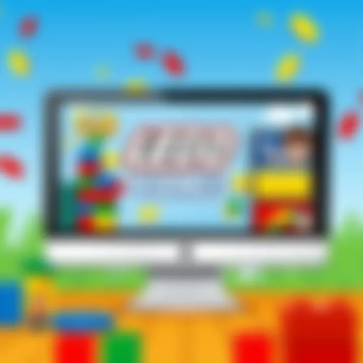 Lego-themed educational game interface displayed on a computer screen