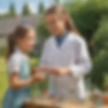 Young girl conducting a science experiment outdoors