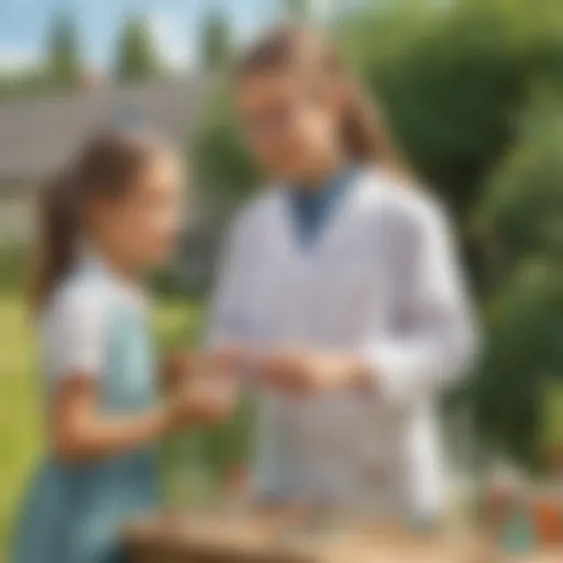 Young girl conducting a science experiment outdoors