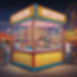 Colorful carnival booth showcasing science experiments for kids